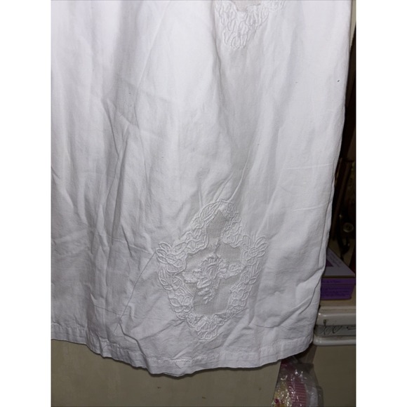 Zara Poplin Shirt Dress Lace Front V Neck Lapel Collar SZ L  Embroidered - Picture 5 of 9